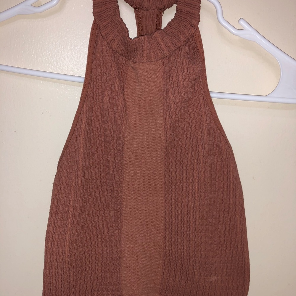 burnt orange crop top high neck